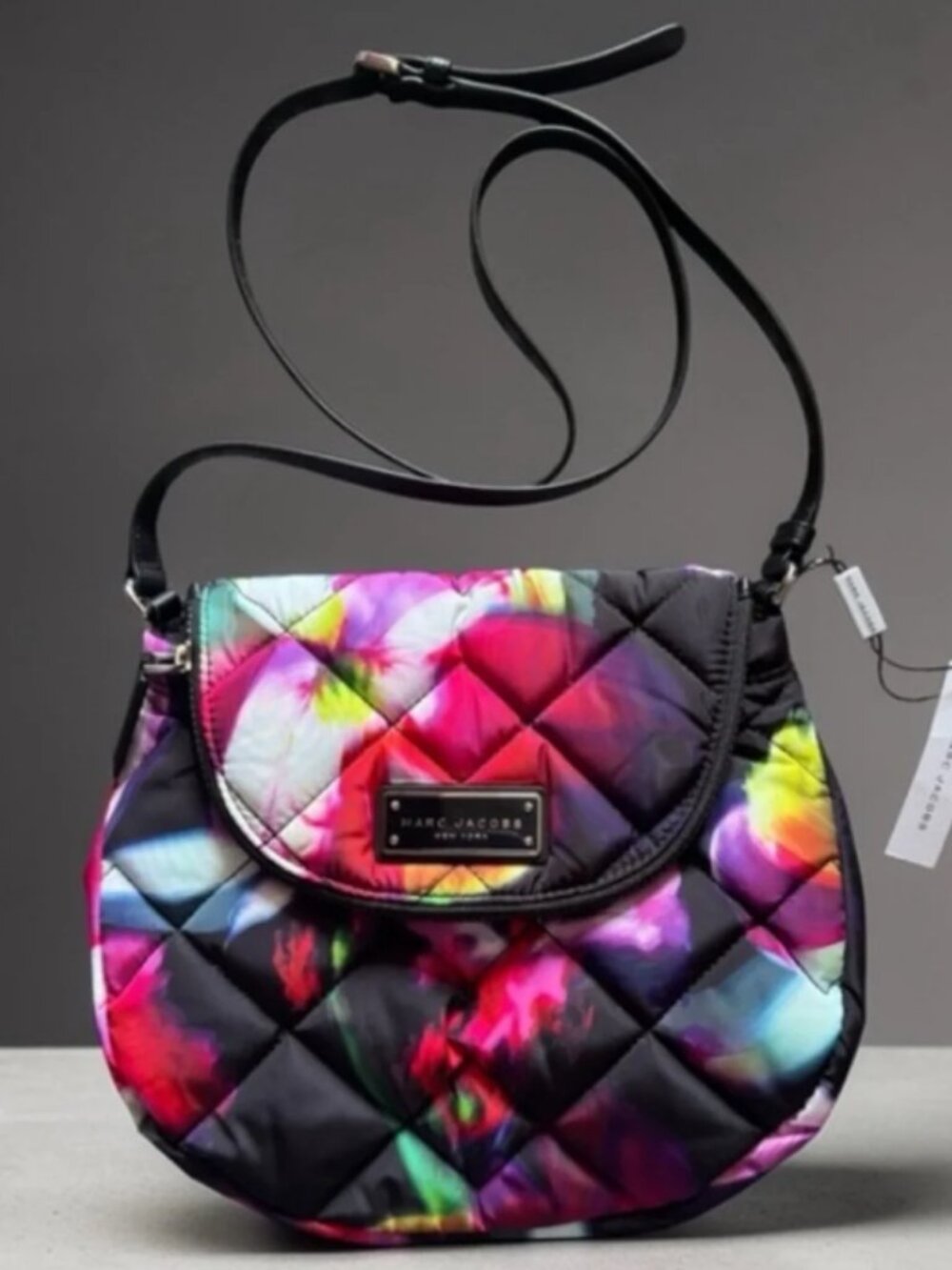 NWT Marc Jacobs Quilted Nylon Crossbody in "Future Floral Black Multi"
